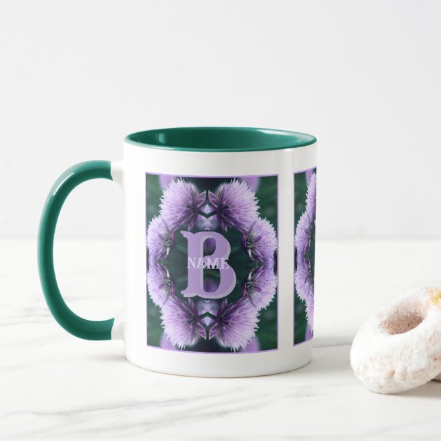 Monogram Your Initial Name Allium Personalized Mug (With Donut)