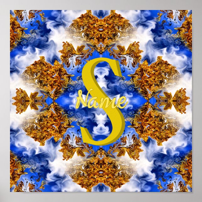 Monogram Your Initial Name Colorful Art Custom Poster (Front)