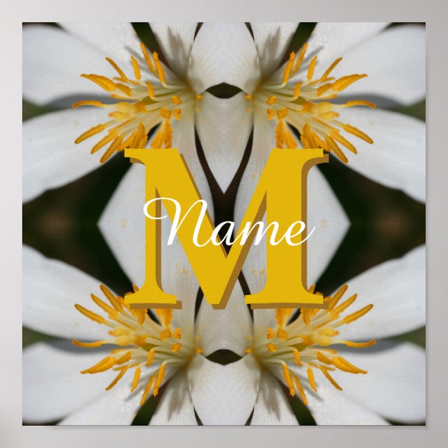Monogram Your Initial Name Floral Personalized  Poster (Front)
