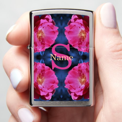 Monogram Your Initial Name Rose Art Custom Zippo Lighter
