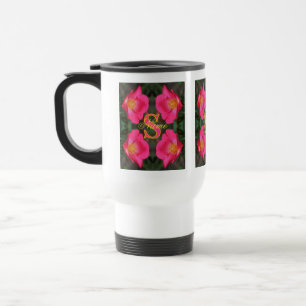 Monogram Your Initial Name Rose Art Personalized Travel Mug