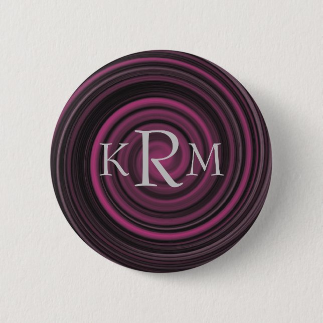 Monogram Your Initials Plum Swirl Personalized Button (Front)