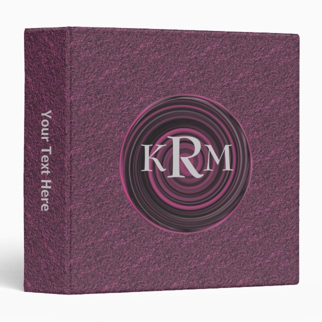 Monogram Your Initials Plum Swirls Personalized 3 Ring Binder (Front/Spine)