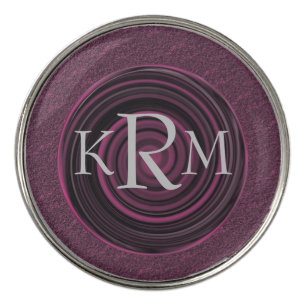 Monogram Your Initials Plum Swirls Personalized Golf Ball Marker
