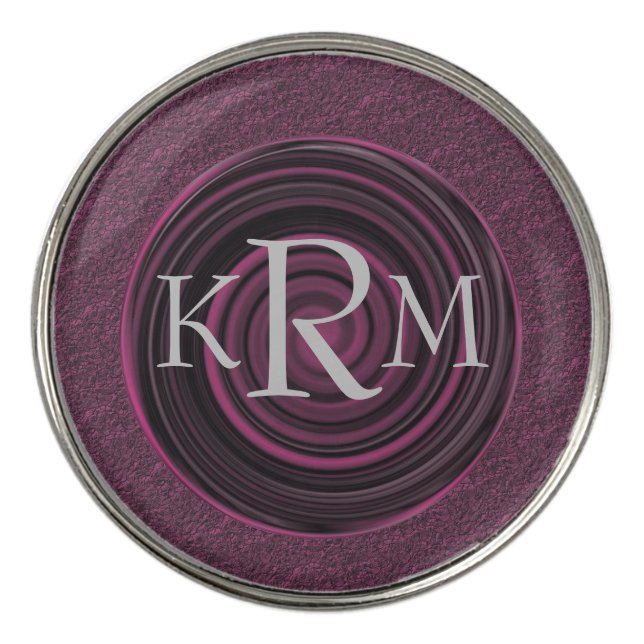Monogram Your Initials Plum Swirls Personalized Golf Ball Marker (Front)
