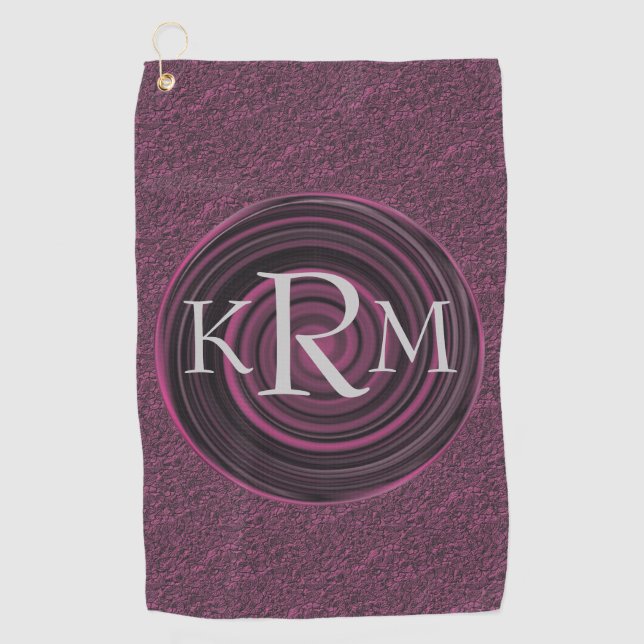 Monogram Your Initials Plum Swirls Personalized Golf Towel (Front)