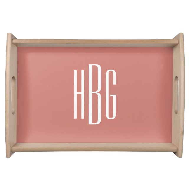 Monogram Your Initials Terracotta Pink Modern Serving Tray (Front)