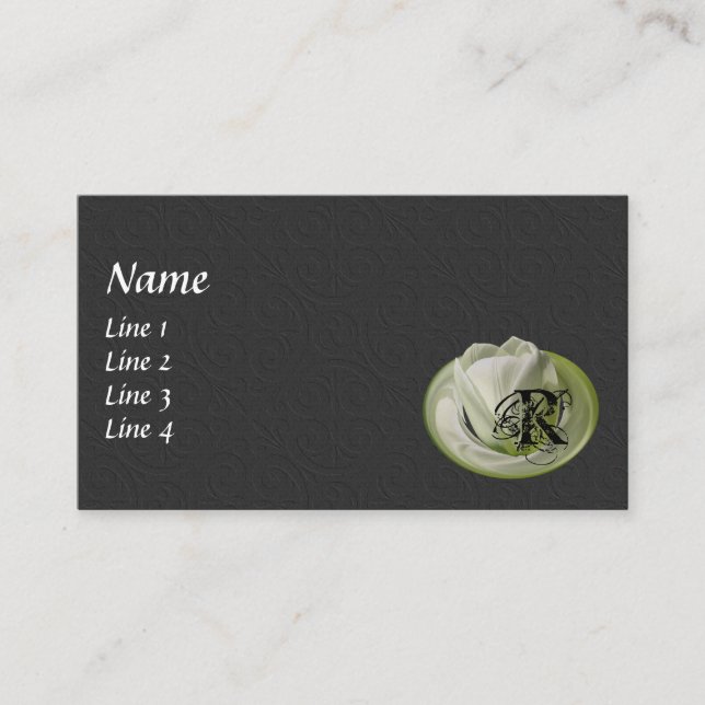 Monogram Your Initials Tulip Flower Art Business Card (Front)
