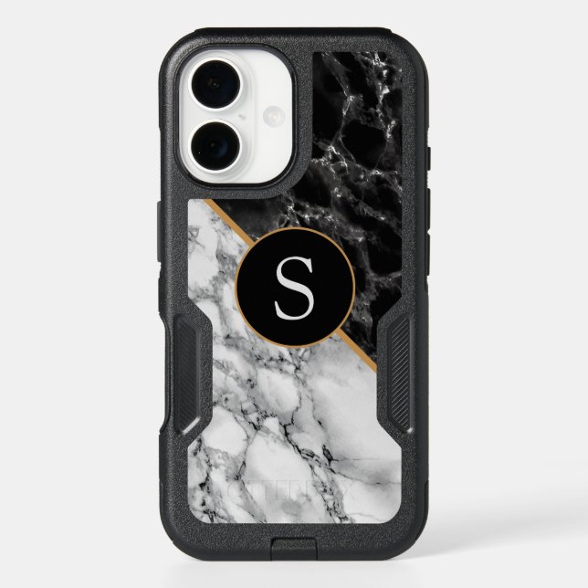 Monogram Your Letter Marble iPhone Cases (Back)