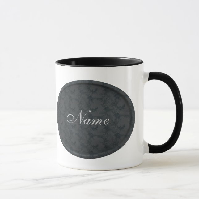 Monogram Your Name Black Floral Personalized Mug (Right)
