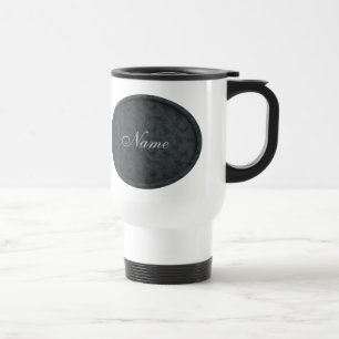 Monogram Your Name Black Floral Personalized Travel Mug