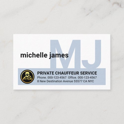 Monogram Your Name Chauffeur Business Card