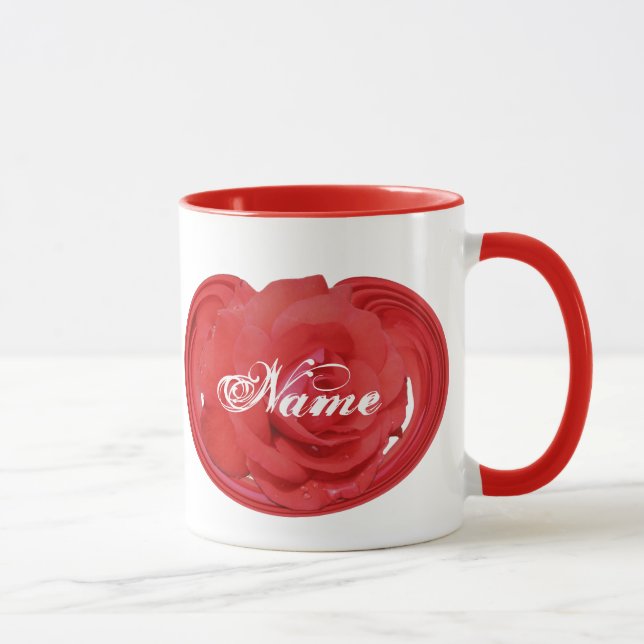 Monogram Your Name Rose Floral Personalized Mug (Right)