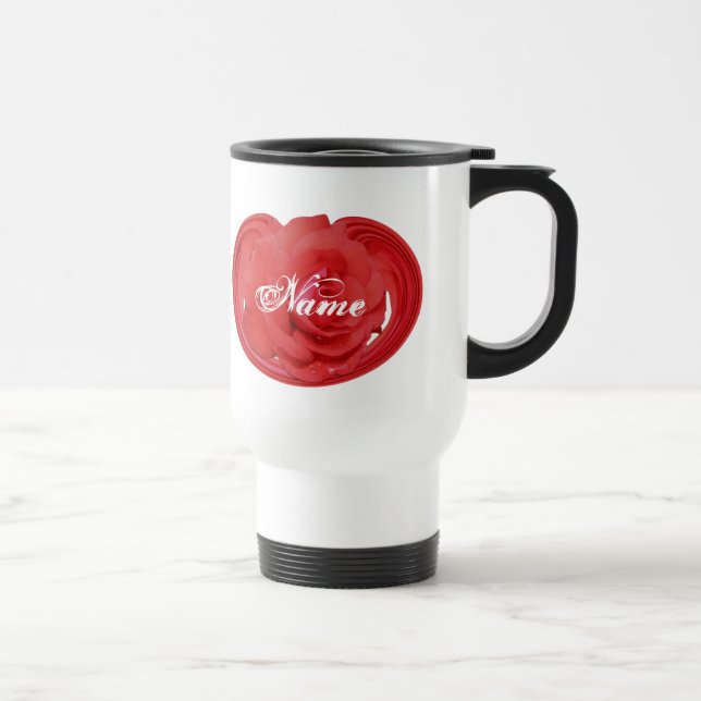 Monogram Your Name Rose Floral Personalized Travel Mug (Right)