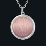 Monogram Your Name Rose Gold Blush Glitter Sparkle Silver Plated Necklace<br><div class="desc">Monogram Name Text Rose Gold Blush Glitter Sparkle Personalized Anniversary - Party or Wedding Gift / Supplies - Add Your Letter / Name - Text or Remove - Make Your Special Gift - Resize and move or remove and add text / elements with customization tool. Design by MIGNED. Please see...</div>