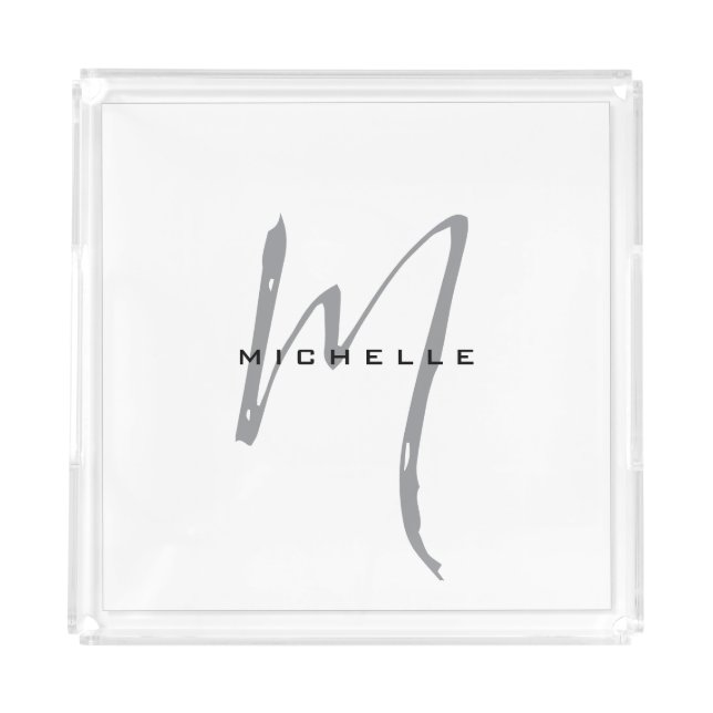 Monogram Your Name Special Gift Beloved Ones Acrylic Tray (Front)