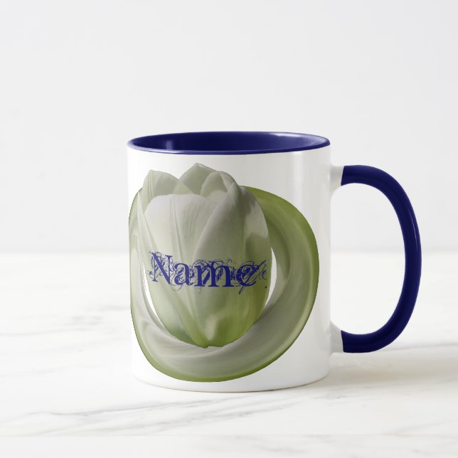 Monogram Your Name Tulip Floral Personalized Mug (Right)