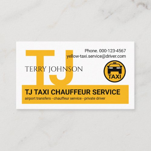 Monogram Your Taxi Driver Name Business Card