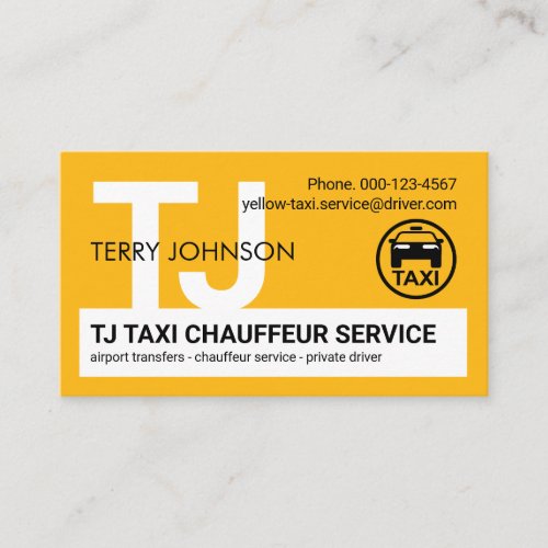 Monogram Your Taxi Driver Name Business Card