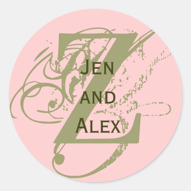 Monogram Z and Names Pink Sticker (Front)