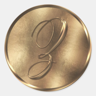 Monogram Z Bronze Wedding Invitation Holiday Classic Round Sticker