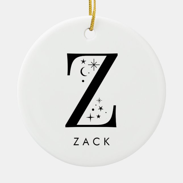 Monogram Z Celestial Name  Ceramic Ornament (Front)
