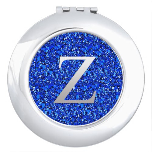 Monogram Z druzy crystal _ Sapphire blue Makeup Mirror