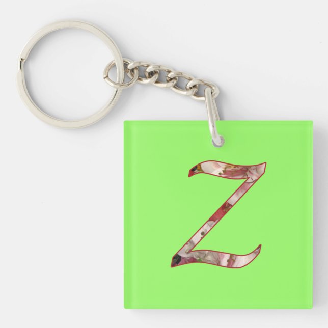 Monogram Z Floral Design Keychain (Front)