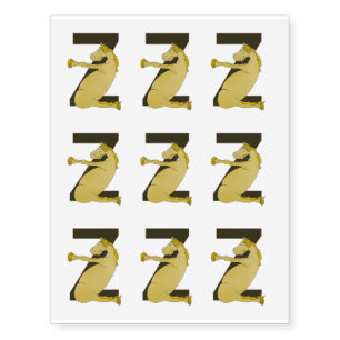 Monogram Z Funny Pony Customized Temporary Tattoos