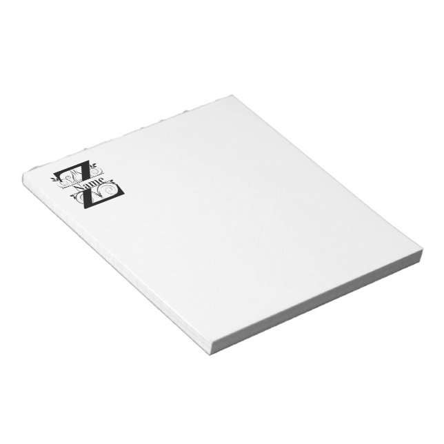 Monogram Z Initial Stationary Desk Notepad (Angled)
