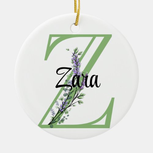 Monogram Z Lavender Eucalyptus nursery  Poster Ceramic Ornament