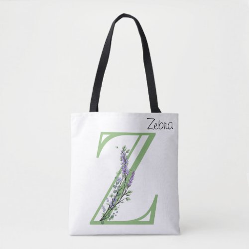 Monogram Z Lavender Eucalyptus Tote Bag