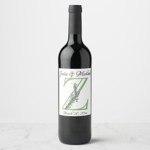 Monogram Z Lavender Eucalyptus  Wine Label