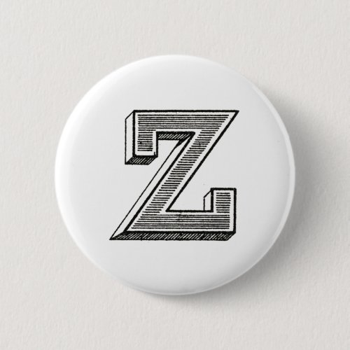 Monogram Z Letter Z Alphabet z Black and White Button