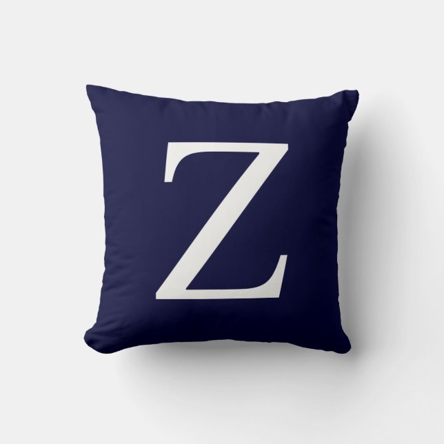 Monogram Z On Navy Blue Throw Pillow (Front)