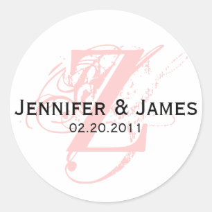Monogram Z Save the Date Wedding Sticker