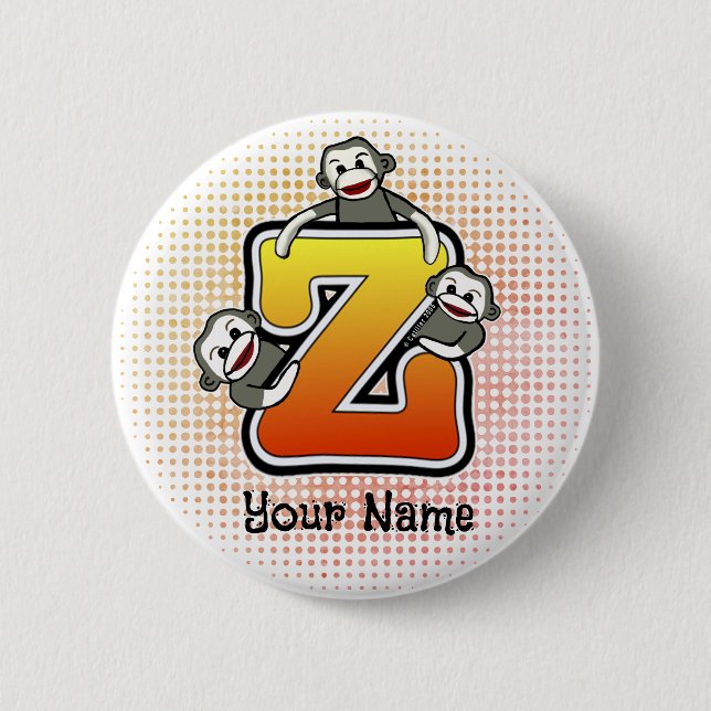 Monogram Z Sock Monkey Button (Front)