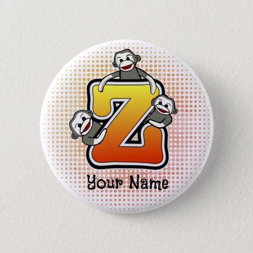 Monogram Z Sock Monkey Button