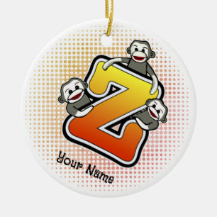 Monogram Z Sock Monkey Ceramic Ornament