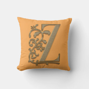 Monogram Z Sweet Melon Color, Graduation Birthday Throw Pillow