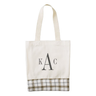 Monogram Zazzle HEART Tote, Leather Handle Tote Bag