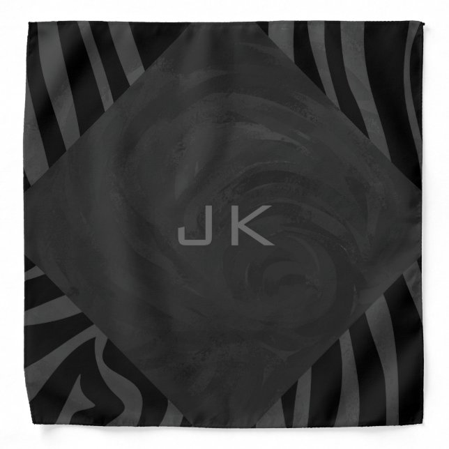 Monogram Zebra Black and Gray Bandana (Front)