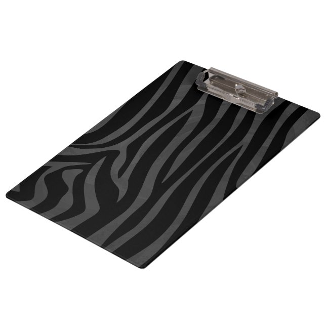 Monogram Zebra Black and Gray Clipboard (Angled)