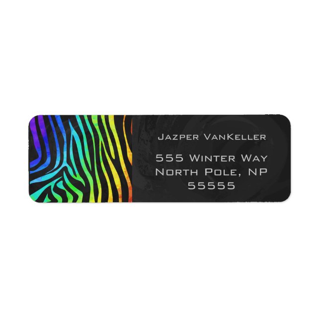 Monogram Zebra Black and Rainbow Print Label (Front)