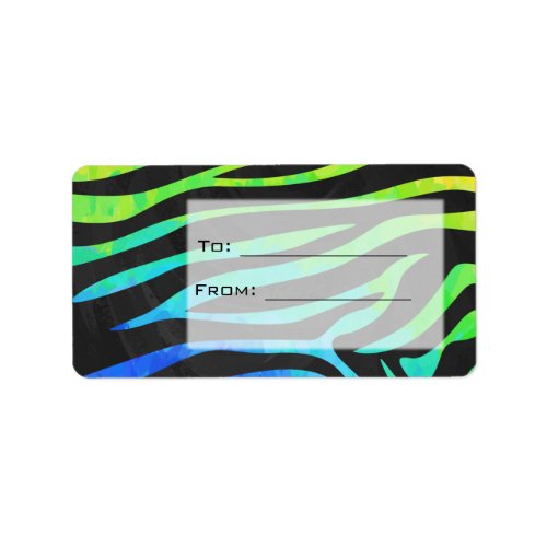 Monogram Zebra Black and Rainbow Print Label