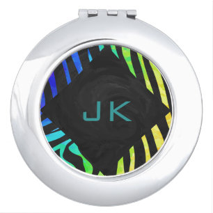 Monogram Zebra Black and Rainbow Print Vanity Mirror