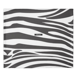 Monogram Zebra black & white stripes print pattern Duvet Cover