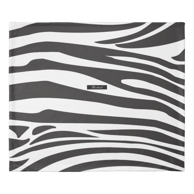 Monogram Zebra black & white stripes print pattern Duvet Cover (Front)