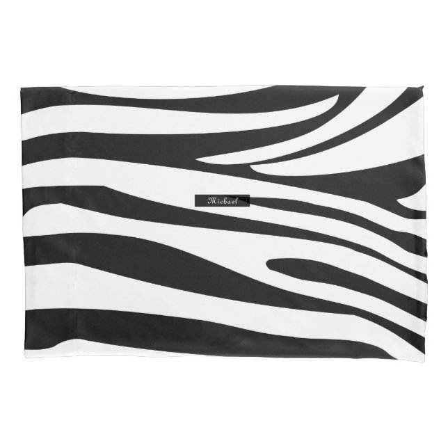 Monogram Zebra black & white stripes print pattern Pillow Case (Front)