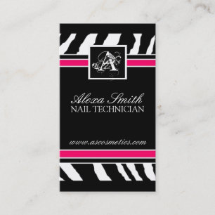 Monogram Zebra Print Business Card